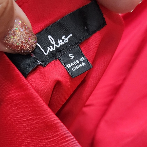 Lulus Gorgeous Season Bright Red Satin Backless Midi Dress S Wedding Party Prom - Picture 10 of 10